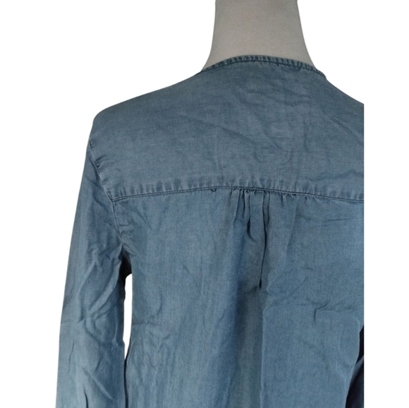 Thread & Supply Lace Up Chambray Long Sleeve Blouse Top Size Small - Picture 6 of 8